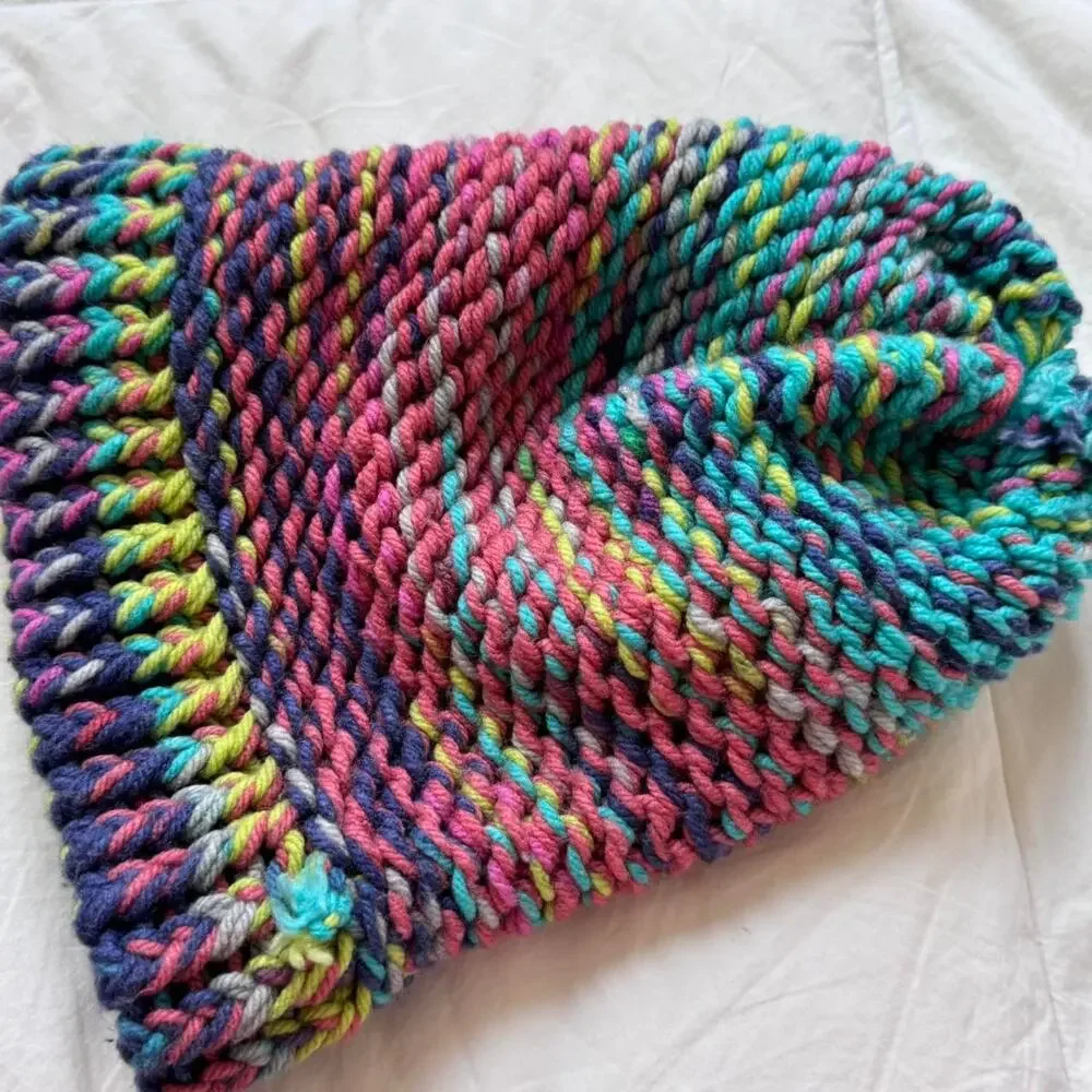 Multi colored knit‎ beanie handmade